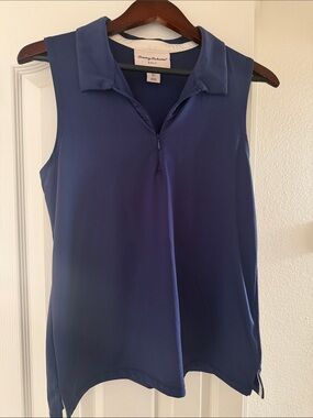 Tommy Bahama Women's Sleeveless Zip Polo Tank - Deep Blue
